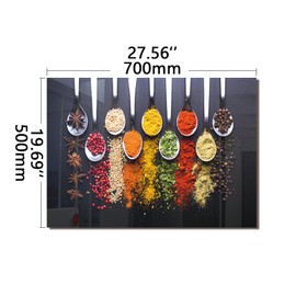 DAIFURONGE Tempered Glass Backsplash For Kitchen Behind Stove,Spoon Spice Stove Back Top Cover,Easy to Clean Glass Splashback, Sink Cover Splash Guard,Home Kitchen Wall Decor (27.56"x19.69"(70x50cm))