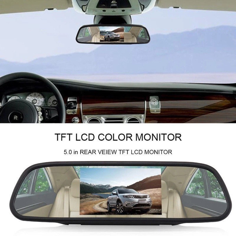 IPoster 5-inch LCD Rearview Mirror Display Screen 360° Mini Rearview