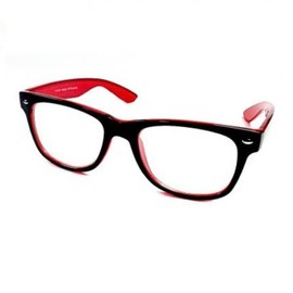 4sold (TM) New Small Two Tone Red & Black Wayfarer Classic Unisex (Mens, Womens) Geek Style retro 1980's Wayfarer Fashion Sunglasses with Clear Lenses Offering Full UV400 Protectionh