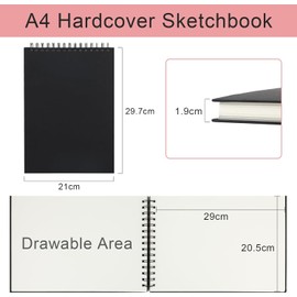 Skizzenbuch A4, Skizzenbuch mit Spiralbindung, 120 pages (60 sheets), Sketchbook, Künstler und Profis, im Porträtformat, geeignet für Malerei und Skizzieren