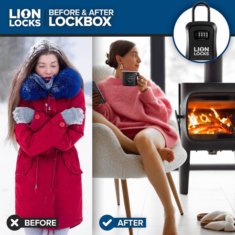 Lion Locks Lock Box for Keys - Lockbox for House