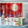 Fabric Shower Curtain with Art Christmas Village Printed for Bathroom