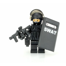 Battle Brick 1.6 Inches Tall SWAT Police Officer Heavy Riot Control Custom Minifigure | Packaged in The USA | Genuine Military Minifig | Great Gift for Ages 10+ to Adult AFOL
