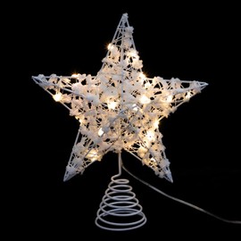WOFASHPURET Tree Top Star Festival Ornament, Christmas Star Tree Topper, White Light Christmas Tree Topper Star, Xmas Tree Topper, LED Xmas Tree Star Topper for Home Xmas Decor(2.36x10.24x7.87in)
