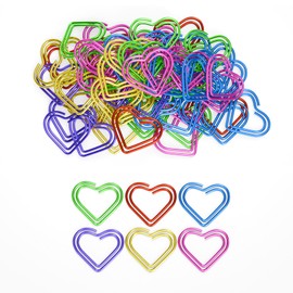 100 Pcs Gold Heart Shaped Metal Paper Clips, Metal Binder Clips，Cute Love Heart Bookmarks for Documents, Notes, Photos, Wedding Decor, Crafts, Office Supplies, with Clear Storage Box (Colorful)