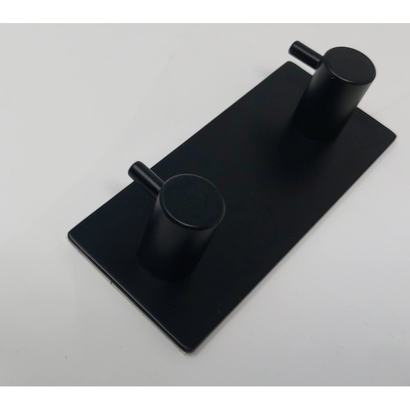 Ganchos Dobles para Toallas, Montaje en Pared, Negro Mate, 9