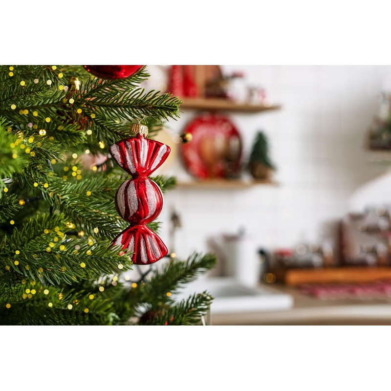 12Pcs Christmas Glitter Candy Ornaments,Plastic Xmas Candy Christmas Tree Pendant,Hanging