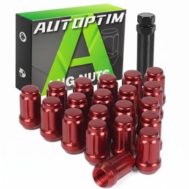 M12x1.5 Spline Lug Nuts - 20Pcs Red Closed End Nuts with Socket