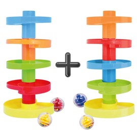 WEofferwhatYOUwant Educational Ball Drop Toy for Kids - Spinning Swirl Ball Ramp 2 Sets Activity Toy for Toddlers and Babies Safe for 9 Months and Up