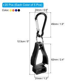 PATIKIL Glove Clips, Pack of 20 Glove Holder Clip Glove Belt Holder Work Gloves Gripper Helmet Holder for Construction Workers, Multicoloured