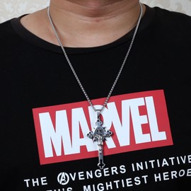 FINDQUEEN Religion Stainless Steel Saint St St. Benedict Crucifix Cross Pendants Necklace Crucifix Pendant Necklace for Men Women, Jesus Cross Necklace (Large Silver)