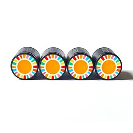 Colorful Rainbow Sun Rays Tire Valve Stem Caps - Aluminum - Set of Four