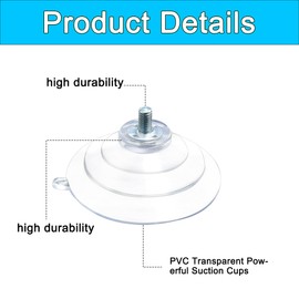 ASOFTY Pack of 10 M5 Suction Cups with Thread, Diameter 60 mm, Round Suction Cups for Windows, Suction Cups without Hooks with Metal Screw Nut, PVC Transparent Suction Cups for Glass, Wall, Window