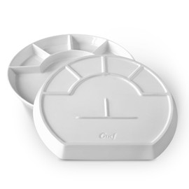 Cinf Divided Compartment Ceramic Plate Set of 4 Sauce Dishes Plates Serving Saucers Bowl More Food Space Quadrant Shaped Dinner Salad Pigment Tray Snack