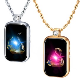 Long Distance Touch Necklaces Jewelry Set of 2, Remote Smart Connection Love Swan Deer Necklace, People Around You Closer Than Ever, No Matter Where They Are/Send SOS SMS, Stainless Steel, Zircon