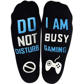 Tmflexe Unisex Cotton Socks Do Not Disturb I'm Gaming Socks, Gamer Socks Funny Novelty Socks Great Christmas for Men Women (Don't Disturb Gaming-BlueWhite)