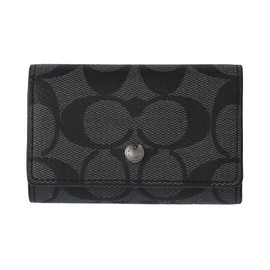 Coach F78675 QB/Charcoal QBO4G Key Case with Box and Shopper, charcoal