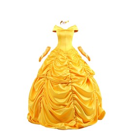 Princess Dress Palace Prom Dress Yellow Cloak Adult(L)