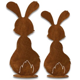 Rostikal Easter Bunny Set of 2 - Handmade Rust Metal Easter Decoration 25 cm and 30 cm - Spring Decoration for Living Room, Garden and Patio