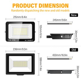 Willpower LED Outdoor Spotlight 75 W 7500 LM LED Headlight 6000 K Cool White IP66 Waterproof LED Outdoor Floodlight Outdoor Lamp for Garage Hallway Garden Courtyards Hotel Sports Field Backyard