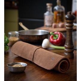Angus Stoke Knife Bag for Chefs–knife Roll Bag leather 7 slots – Leather Knife Case Noah (brown)