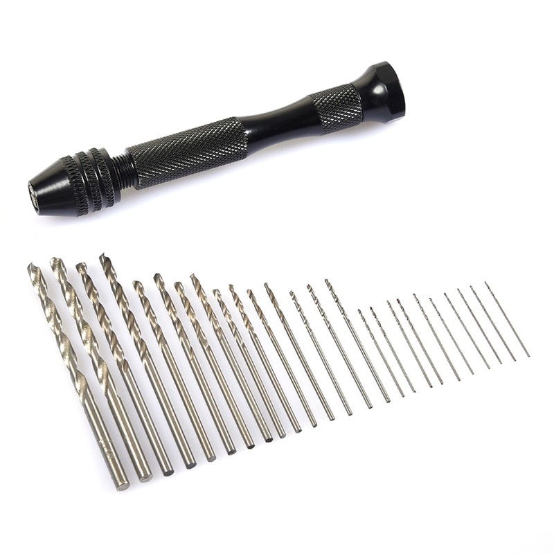 Hand Drill Set Pin Vise With Mini Twist Drill Bits