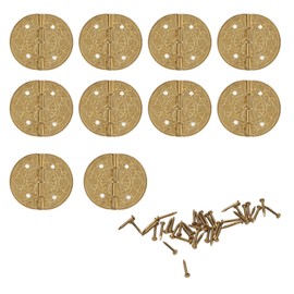 10pcs Mini Antique Hinges Round Exquisite Retro Design Corrosion Resistance Brass Hinge for Wooden Box