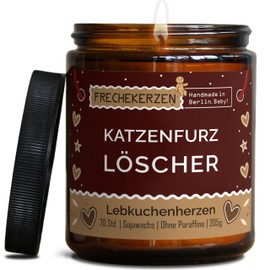 Lustige Duftkerze mit Spruch für Katzen Besitzer & Liebhaber | Handgemacht aus Sojawachs | In Geschenkbox | Nachhaltiges Valentinsgeschenk Gastgeschenk Katzenhalter Cat Lovers |Lebkuchen