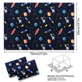 Birthday Wrapping Paper for Kids Boys Girls Space Lover, Outer Space Wrapping Paper for Birthday Baby Shower Kindergarten Party, 6 Sheets Folded Flat 20x28 Inches Per Sheet