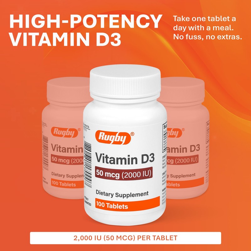 Rugby Vitamin D3 2000 IU (50 mcg) - Gluten-Free Daily