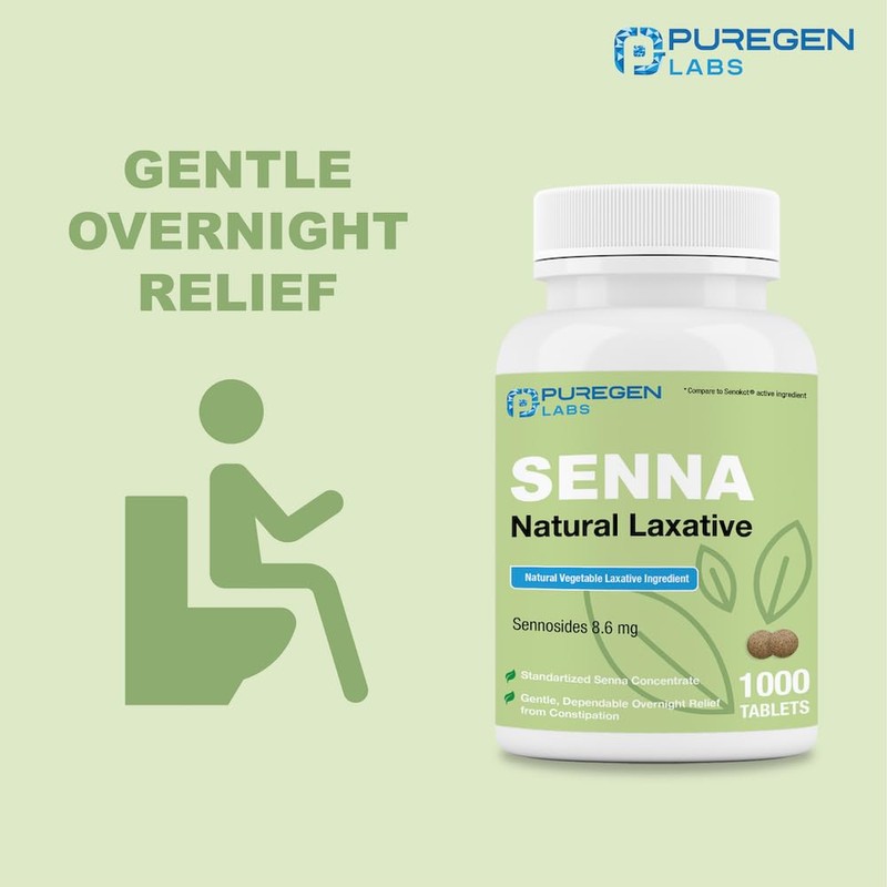 Puregen Labs Senna 8.6 mg Tablets (1000 Count) – Natural