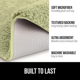 GORILLA GRIP Premium Luxury Bath Rug, 42x24, Absorbent, Soft, Thick Shag, Plush Bathroom Mat Rugs, Machine Washable, Microfiber Quick Dry, Mats for Shower, Bathtub and Floor Accessories, Sage