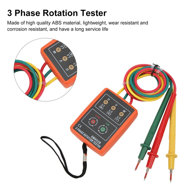SM852B 3 Phase Rotation Tester Digital 3 Phase Rotation Meter