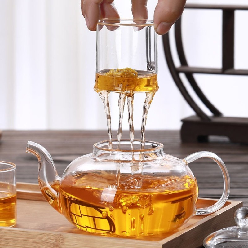680ml Glass Teapot with Filter Heat Resistance Transparent Tea Kettle