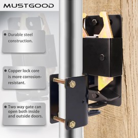 MustGood Heavy Duty Farm Gate Latch 2 Way Gate Latch Perfect for Farms, Pastures, and Ranches