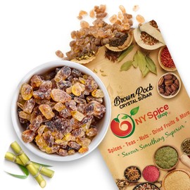 NY SPICE SHOP Brown Crystals Sugar – Rock Candy Crystal - Pure Whole Cane Sugar - Crystalized Rock Sugar – Sweet & Delicious Candies - Natural Sweetener Used For Tea & Coffee - 8 Ounce