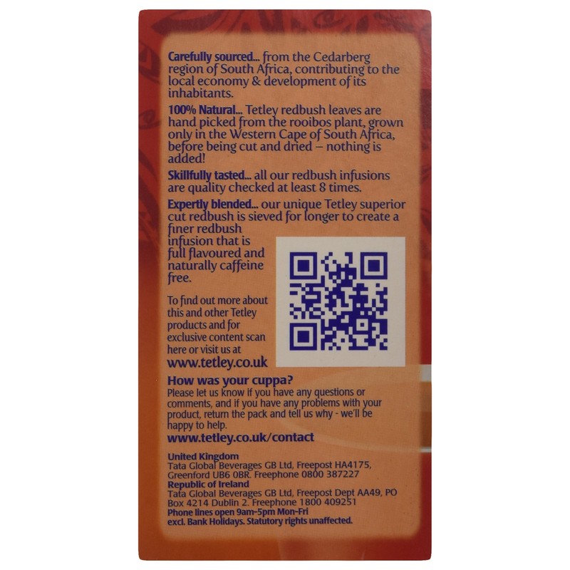 Tetley Redbush Tea Bags, 80 each