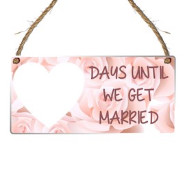 Days Until We Get Married Countdown Plaque – Available in MDF Wood and Acrylic – Elegant Wedding Countdown Sign – Perfect Engagement Gift (Mdf Wood Indoor Use Only, With Pen)