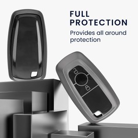 kwmobile Key Cover Compatible with Ford 2 Button Car Key Keyless Go - Soft TPU Car Fob Protector Case - Black Matte