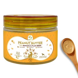 Peanut Butter for Dogs - 100% Natural | Supports Healthy Digestion | Food Toppers for Dogs | No Added Salt/Oil/Sugar | Perfect for Training & Rewards (9.70oz) (9.70oz, Banana and Flaxseeds)
