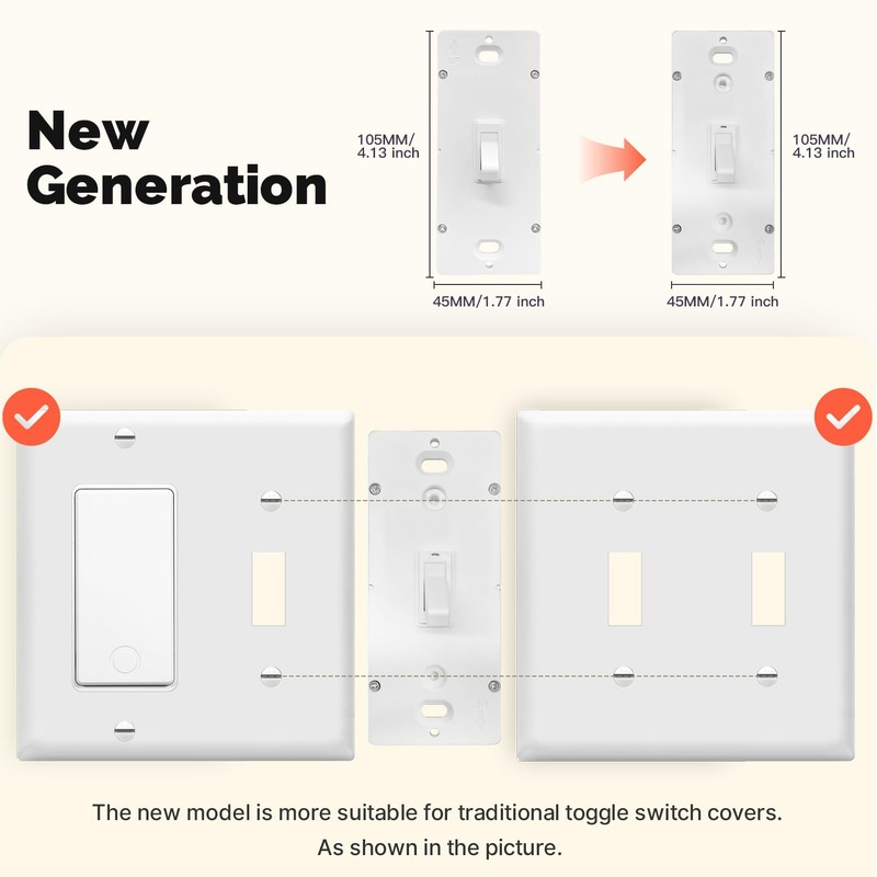 MOES New Generation Smart Toggle Switch, Single Pole & 3