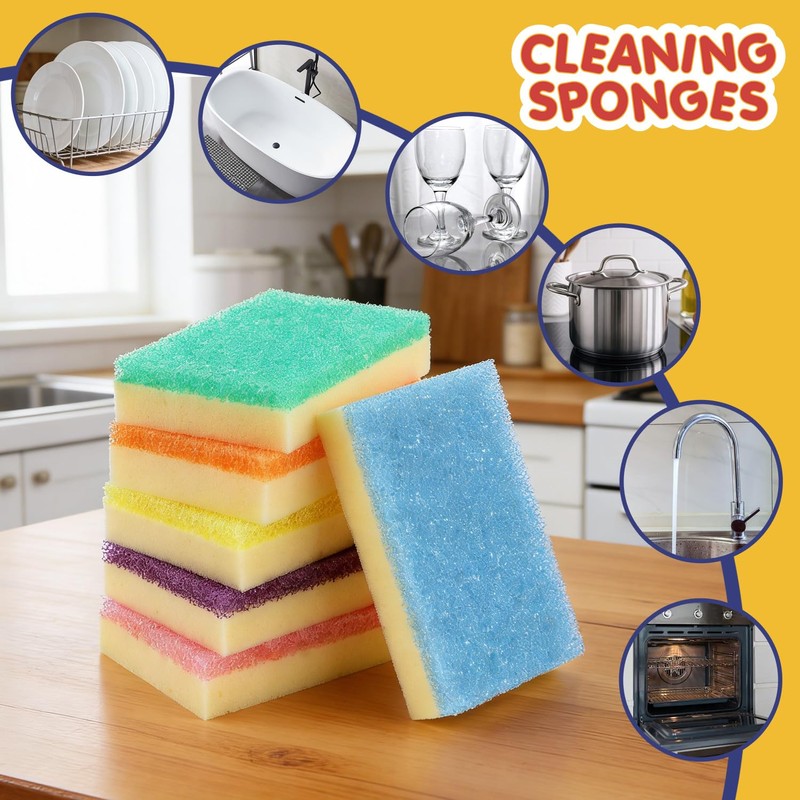 Orighty Dish Sponges, Dual-Sided Temperature-Responsive Kitchen Sponges, Non-Scratch Cleaning Sponge,