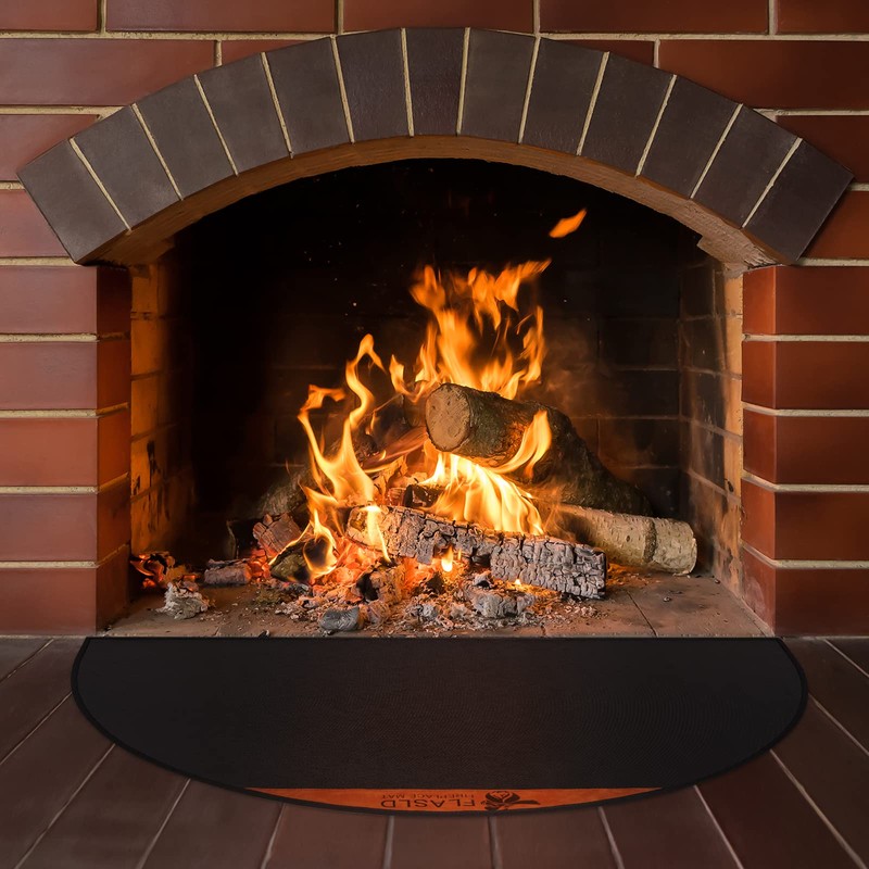 FLASLD Fireproof Fireplace Mat 28×48 Inch, Flame-Resistant Hearth Pad Area