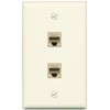 RiteAV 2 Port Cat6 Ethernet Wall Plate Jack Female-Female - Flat [Light-Almond]