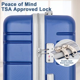 Romswi 20 Inch Carry On Luggage Sets,Lightweight PC+ABS Hardshell Luggage with Spinner Wheels TSA Lock, Durable Suitcase Sets with Duffel Bag Travel Bag,3 Pcs,Navy