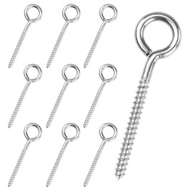 Muzata 10 Pack Eye Screws 3.3 Inch Stainless Steel Screw Eye Hook for Wood Heavy Duty M6 Eyelet Hooks Self Tapping Securing Cables Wire Indoor Outdoor CR18