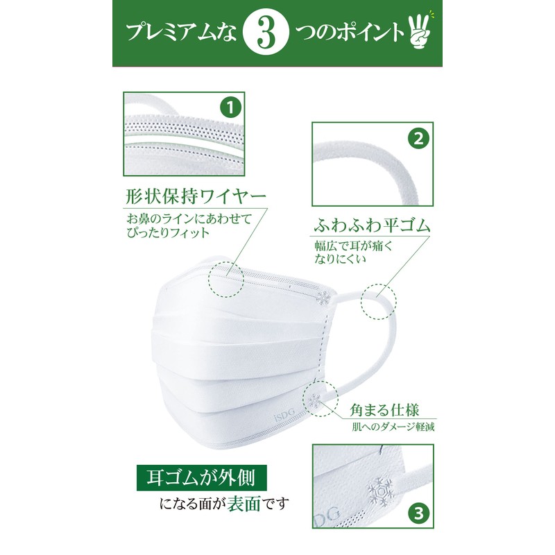 [医食同源ドットコム] ISDG Non-Woven Mask PREMIUM 50 pieces (Individual packaging) (Kids)