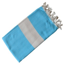 Dandelion - Diamond Pattern - 100% Naturally-Dyed Cotton Turkish Towel Peshtemal - 71x39 Inches - Azure