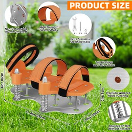ZDDGNN Lawn Aerator Shoes for Grass, Aerator Shoes for Lawn with Adjustable Strap, Double Layer Spiked Bottom and Spring Aerator Shoes, Automatically Clears Leaves and Dirt for Lawns, Orange