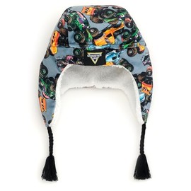 Monster Jam Grave Digger El Toro Loco Megalodon Truck One Size Youth Fleece Beanie with Ear Flaps Gray OS Youth